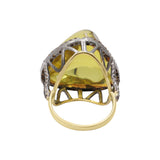 Natural Lemon Quartz Gemstone and Diamond 925 sterling Silver Gold Plated Ring