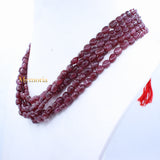 Certified 5 Line Natural Ruby Oval Cabochon Spiritual Healing Gemstone Beads Strand Necklace