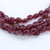 Certified 5 Line Natural Ruby Oval Cabochon Spiritual Healing Gemstone Beads Strand Necklace