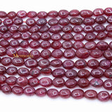Certified 5 Line Natural Ruby Oval Cabochon Spiritual Healing Gemstone Beads Strand Necklace