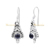Natural Round Amethyst Gemstone 925 Sterling Silver Drop Earring