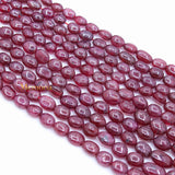 Certified 5 Line Natural Ruby Oval Cabochon Spiritual Healing Gemstone Beads Strand Necklace