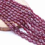 Certified 5 Line Natural Ruby Oval Cabochon Spiritual Healing Gemstone Beads Strand Necklace