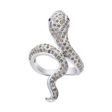 Snake Natural Blue Sapphire Gemstone and Diamond 925 Sterling Silver Ring