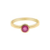 Natural Ruby Gemstone 925 Sterling Silver Gold Plated Hammered Ring