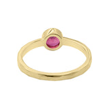 Natural Ruby Gemstone 925 Sterling Silver Gold Plated Hammered Ring