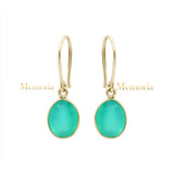 Natural Green Onyx Oval Shaped Gemstone 925 Sterling Silver Drop Earring