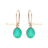 Natural Green Onyx Oval Shaped Gemstone 925 Sterling Silver Drop Earring