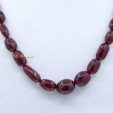 1 Line Natural Ruby Oval Cabochon Spiritual Healing Gemstone Beads Strand Necklace