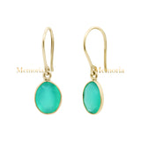 Natural Green Onyx Oval Shaped Gemstone 925 Sterling Silver Drop Earring