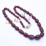 1 Line Natural Ruby Oval Cabochon Spiritual Healing Gemstone Beads Strand Necklace