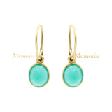 Natural Green Onyx Oval Shaped Gemstone 925 Sterling Silver Drop Earring