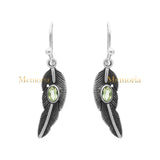 Natural Peridot Gemstone Leaf Design 925 Sterling Silver Gold Plated Earring
