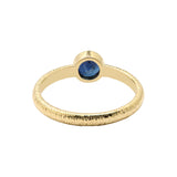 Natural Blue Sapphire Gemstone 925 Sterling Silver Gold Plated Texture Ring