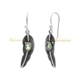 Natural Peridot Gemstone Leaf Design 925 Sterling Silver Gold Plated Earring