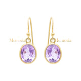 Natural Oval Cut Amethyst Gemstone 925 Sterling Silver Drop Earring