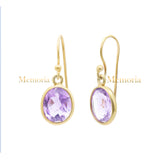 Natural Oval Cut Amethyst Gemstone 925 Sterling Silver Drop Earring