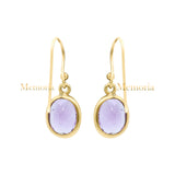 Natural Oval Cut Amethyst Gemstone 925 Sterling Silver Drop Earring