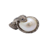 Natural Pearl, Sapphire and Diamond 925 Sterling Silver Ring