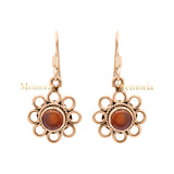 Flower Shaped Drop Dangle Gold Plated Carnelian Gemstone 925 Sterling Silver Earring