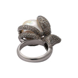 Natural Pearl, Sapphire and Diamond 925 Sterling Silver Ring