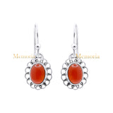 Natural Carnelian Gemstone 925 Sterling Silver Gold Plated Drop Earring