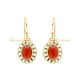 Natural Carnelian Gemstone 925 Sterling Silver Gold Plated Drop Earring