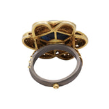 Gold Plated Designer 925 Sterling Silver Natural Blue Sapphire and Diamond Ring