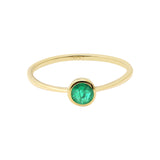Natural Round Shaped Emerald Gemstone 925 Sterling Silver Gold Plated Ring