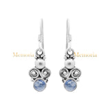 925 Sterling Silver Gold Plated White Moonstone Gemstone Dangle Drop Earring