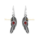 Leaf Shaped Natural Garnet Gemstone 925 Sterling Silver Drop Dangle Earring