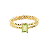 Natural Peridot Gemstone 925 Sterling Silver Gold Plated Twisted Ring