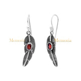 Leaf Shaped Natural Garnet Gemstone 925 Sterling Silver Drop Dangle Earring