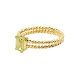 Natural Peridot Gemstone 925 Sterling Silver Gold Plated Twisted Ring