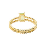 Natural Peridot Gemstone 925 Sterling Silver Gold Plated Twisted Ring