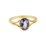 925 Sterling Silver Natural Tanzanite Gemstone Gold Plated Ring