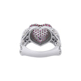 Heart Shaped Ring Natural Ruby Gemstone And Diamond 925 Sterling Silver Gold Plated Ring
