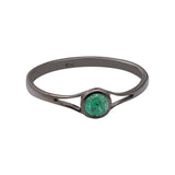 925 Sterling Silver Natural Emerald Gemstone Black Rhodium Plated Ring