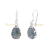 Natural Labradorite Gemstone 925 Sterling Silver Pear Shaped Drop Earring