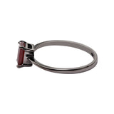 Natural Garnet Gemstone 925 Sterling Silver Black Rhodium Plated Ring
