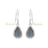 Natural Labradorite Gemstone 925 Sterling Silver Pear Shaped Drop Earring