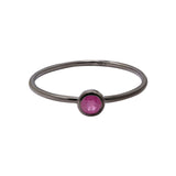 Natural Round Ruby Gemstone 925 Sterling Silver Black Rhodium Plated Ring
