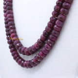 Certified High Quality 2 Line Natural Ruby Round Faceted Spiritual Healing Gemstone Beads Strand Necklace