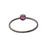 Natural Round Ruby Gemstone 925 Sterling Silver Black Rhodium Plated Ring