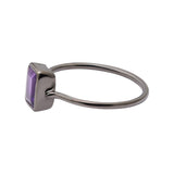 Natural Amethyst Gemstone 925 Sterling Silver Black Rhodium Plated Ring
