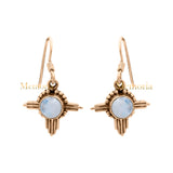 Drop Dangle Round Shaped Natural Moonstone Gemstone 925 Sterling Silver Earring