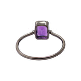 Natural Amethyst Gemstone 925 Sterling Silver Black Rhodium Plated Ring