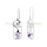 Natural Oval Cut Amethyst Gemstone 925 Sterling Silver Gold Plated Drop Earring