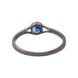 Natural Blue Sapphire Gemstone 925 Sterling Silver Black Rhodium Plated Ring