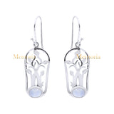 Natural Oval Cut Moonstone Gemstone 925 Sterling Silver Drop Earring